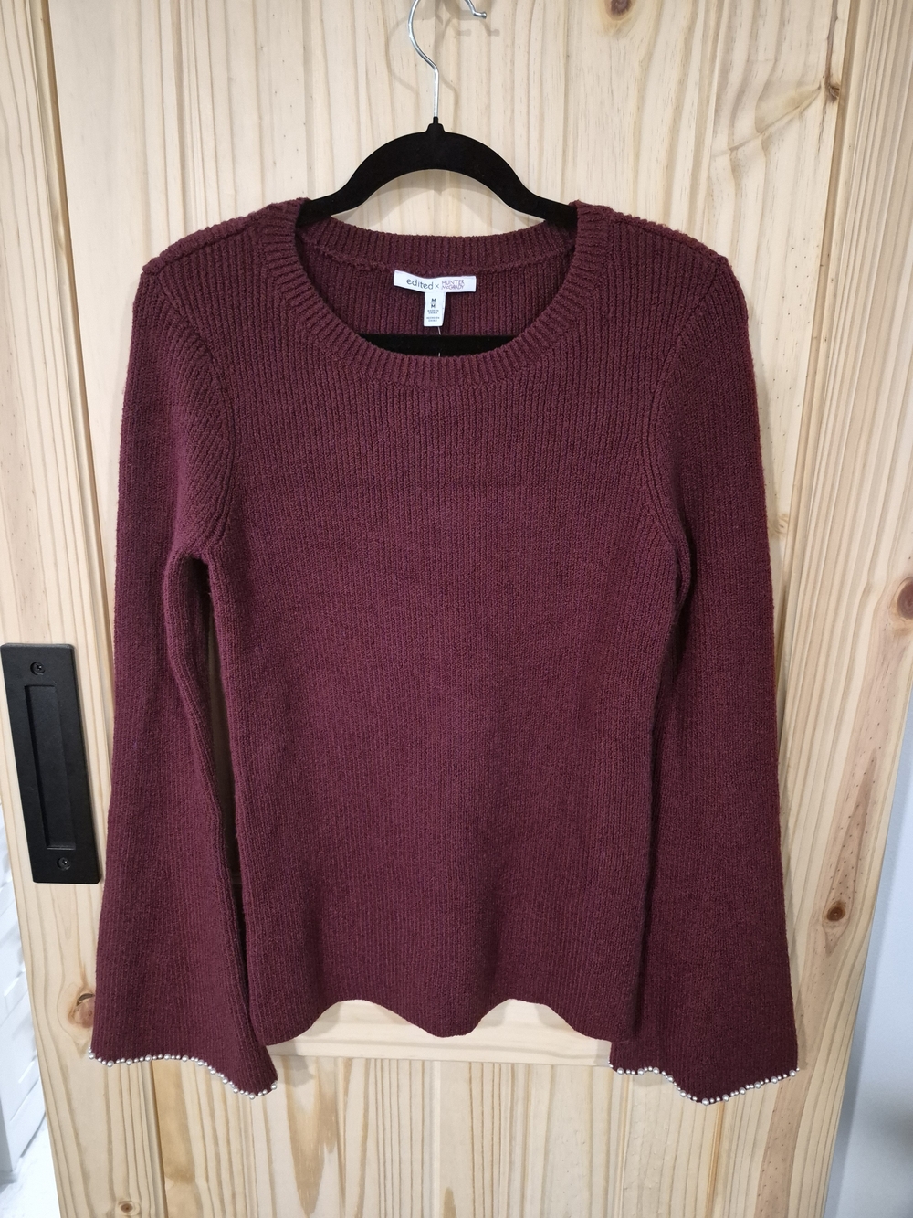 Edited X Hunter Mcgrady Crewneck Flare-Sleeve Sweater in Deep Wine
